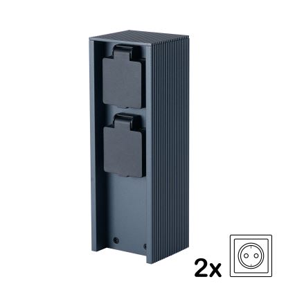 Brilagi - Buiten stopcontactzuil PILLAR 2Z SCHUKO 230V IP44 antraciet