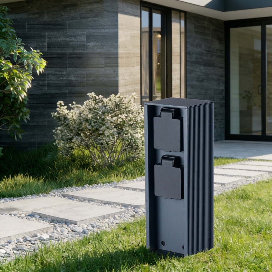 Brilagi - Buiten stopcontactzuil PILLAR 2Z SCHUKO 230V IP44 antraciet