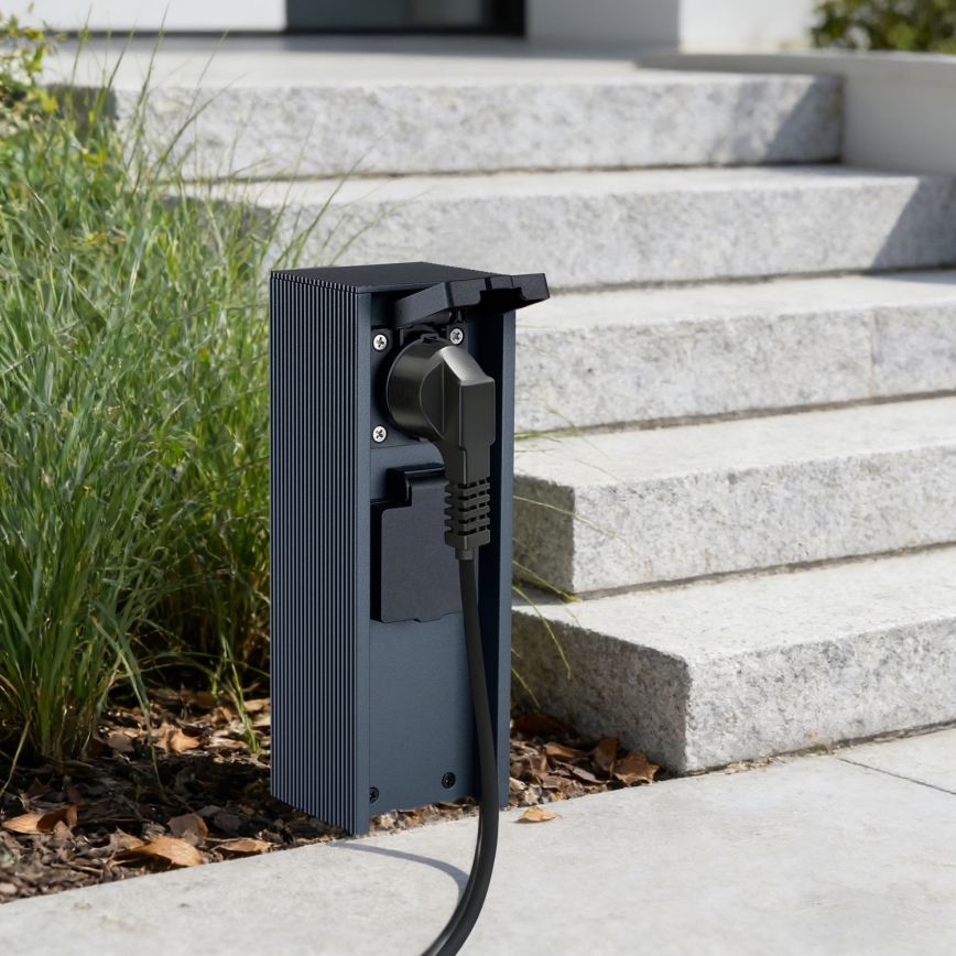 Brilagi - Buiten stopcontactzuil PILLAR 2Z SCHUKO 230V IP44 antraciet