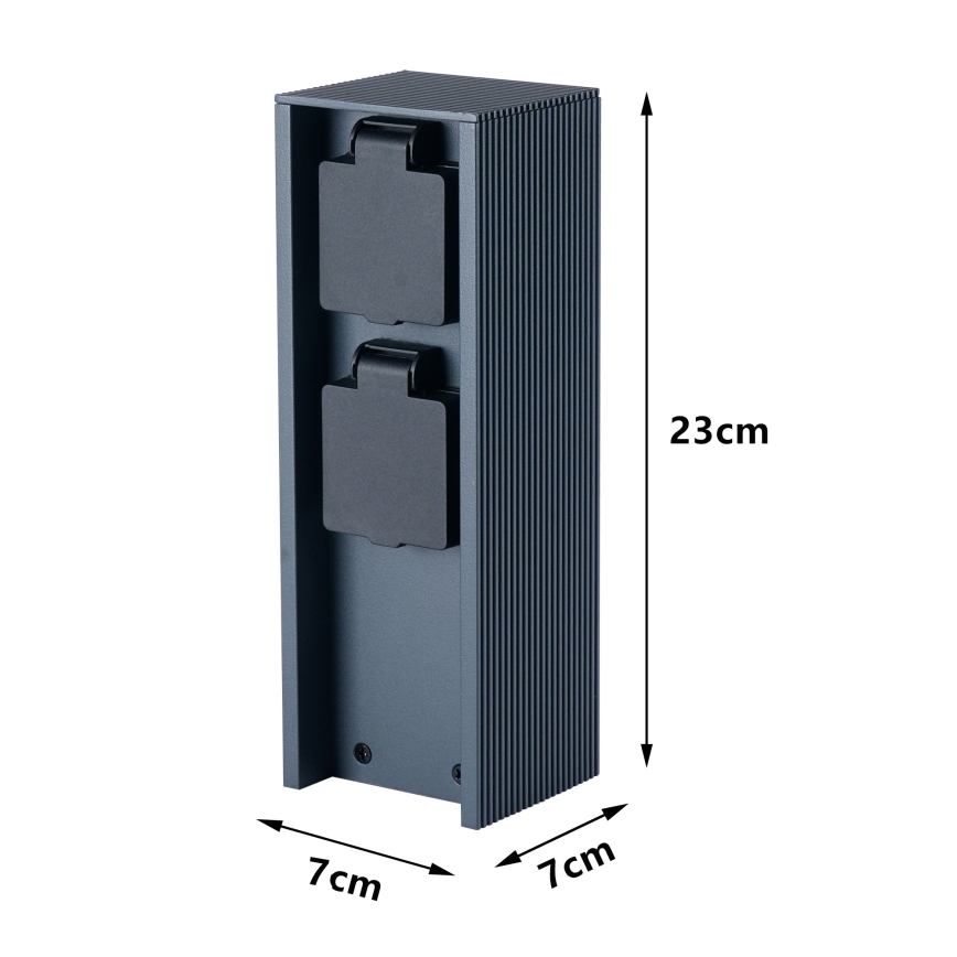 Brilagi - Buiten stopcontactzuil PILLAR 2Z SCHUKO 230V IP44 antraciet