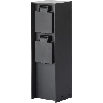 Brilagi - Buiten stopcontactzuil PILLAR 2Z SCHUKO 230V IP44 zwart