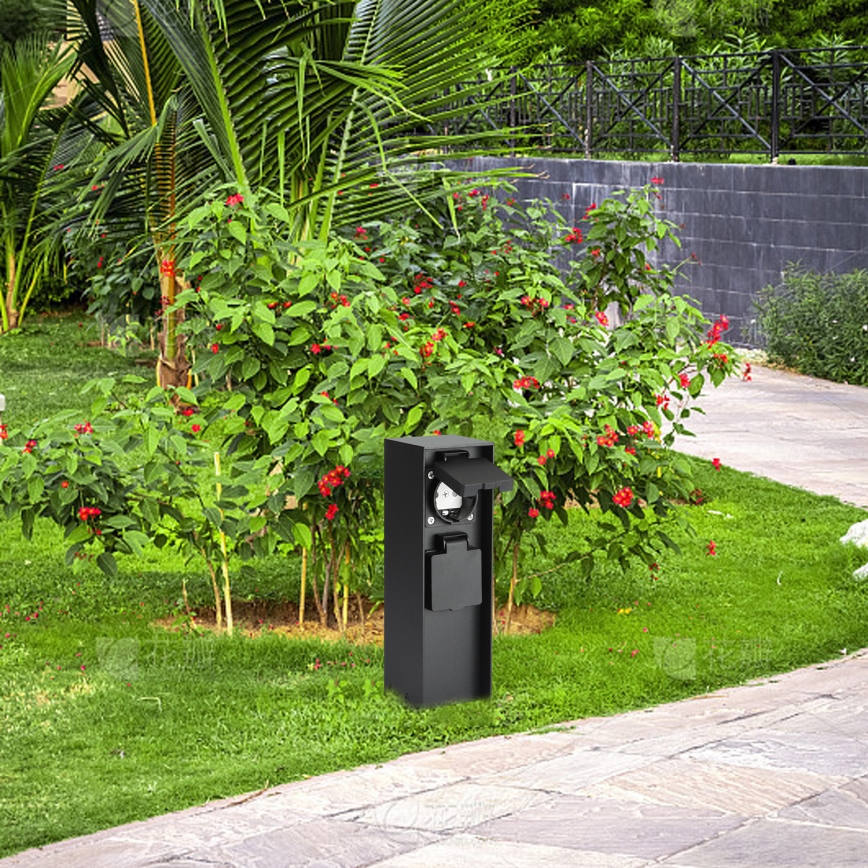 Brilagi - Buiten stopcontactzuil PILLAR 2Z SCHUKO 230V IP44 zwart