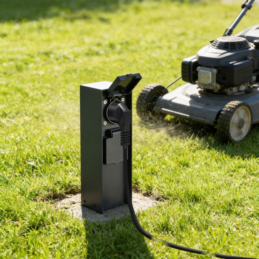 BRILAGI - Buiten stopcontactzuil PILLAR 2Z SCHUKO 230V IP44 zwart
