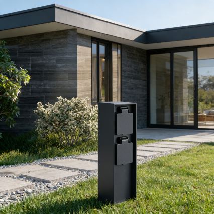 BRILAGI - Buiten stopcontactzuil PILLAR 2Z SCHUKO 230V IP44 zwart