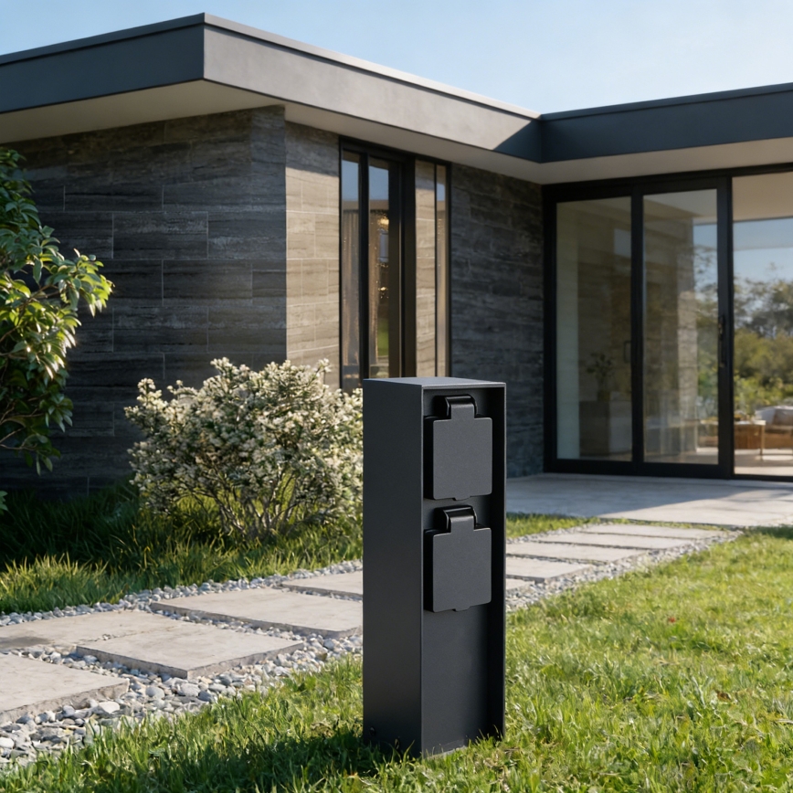 BRILAGI - Buiten stopcontactzuil PILLAR 2Z SCHUKO 230V IP44 zwart