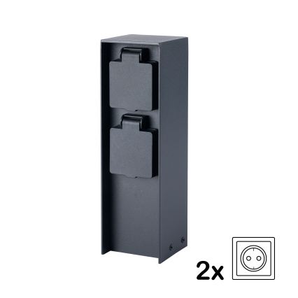 BRILAGI - Buiten stopcontactzuil PILLAR 2Z SCHUKO 230V IP44 zwart