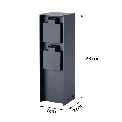 BRILAGI - Buiten stopcontactzuil PILLAR 2Z SCHUKO 230V IP44 zwart