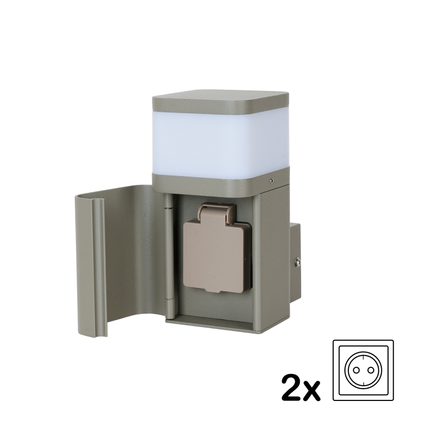 BRILAGI - Buitenmuurlamp met SCHUKO-stopcontact PILLAR 1xG9/11W/230V IP44 grijs