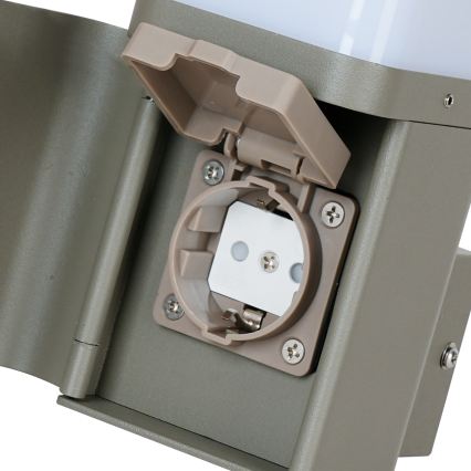 BRILAGI - Buitenmuurlamp met SCHUKO-stopcontact PILLAR 1xG9/11W/230V IP44 grijs