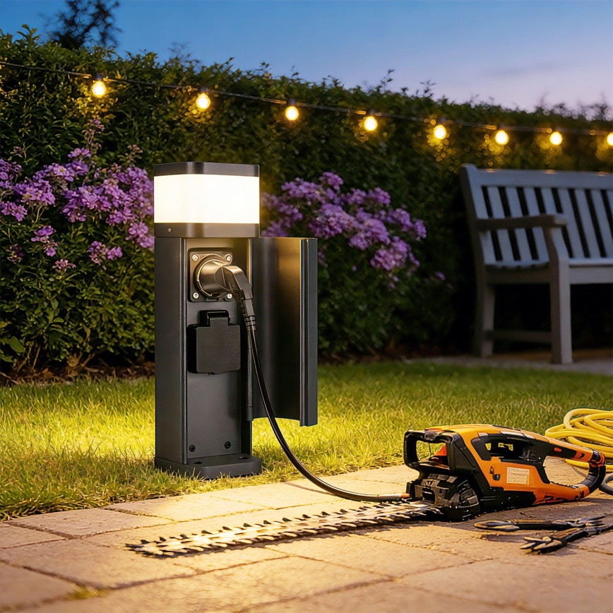 Brilagi - Buitenlamp PILLAR met 2 SCHUKO-stopcontacten, 1xG9/11W/230V, IP44, antraciet