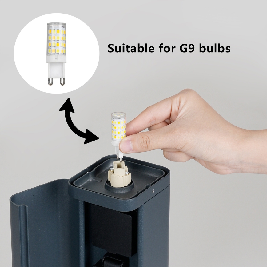 Brilagi - Buitenlamp PILLAR met 2 SCHUKO-stopcontacten, 1xG9/11W/230V, IP44, antraciet