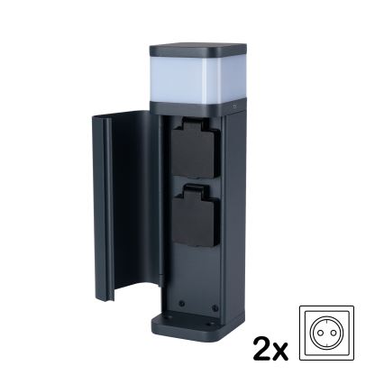 Brilagi - Buitenlamp PILLAR met 2 SCHUKO-stopcontacten, 1xG9/11W/230V, IP44, antraciet
