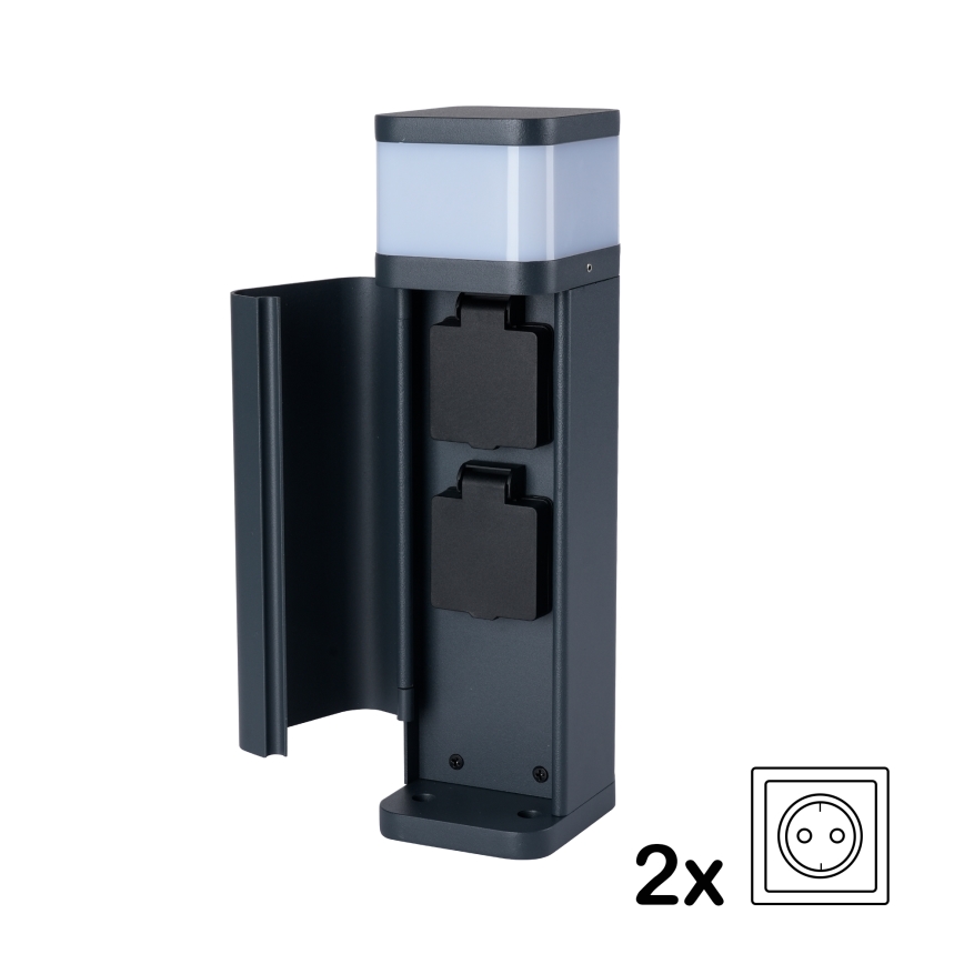 Brilagi - Buitenlamp PILLAR met 2 SCHUKO-stopcontacten, 1xG9/11W/230V, IP44, antraciet