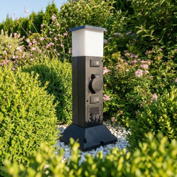 Brilagi - Buitenlamp met 2 SCHUKO-stopcontacten 1xE14/15W/230V IP44 zwart