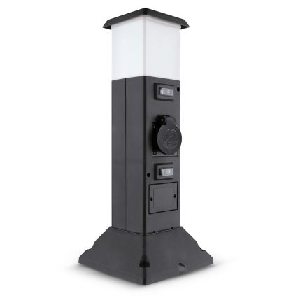 Brilagi - Buitenlamp met 2 SCHUKO-stopcontacten 1xE14/15W/230V IP44 zwart