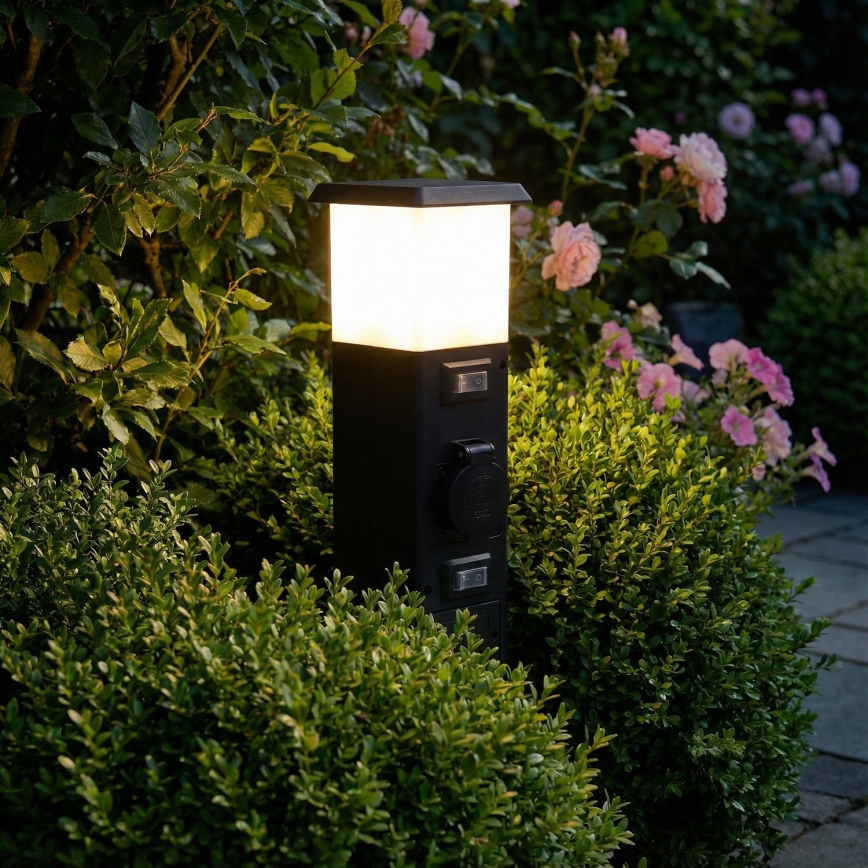 Brilagi - Buitenlamp met 2 SCHUKO-stopcontacten 1xE14/15W/230V IP44 zwart