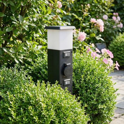 Brilagi - Buitenlamp met 2 SCHUKO-stopcontacten 1xE14/15W/230V IP44 zwart