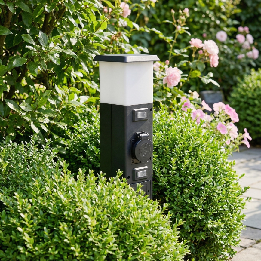 Brilagi - Buitenlamp met 2 SCHUKO-stopcontacten 1xE14/15W/230V IP44 zwart