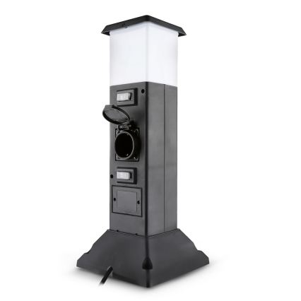 Brilagi - Buitenlamp met 2 SCHUKO-stopcontacten 1xE14/15W/230V IP44 zwart