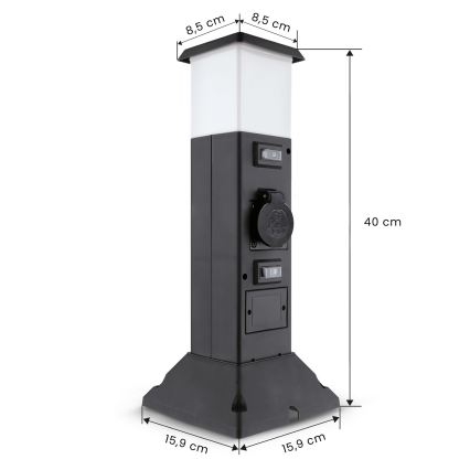 Brilagi - Buitenlamp met 2 SCHUKO-stopcontacten 1xE14/15W/230V IP44 zwart
