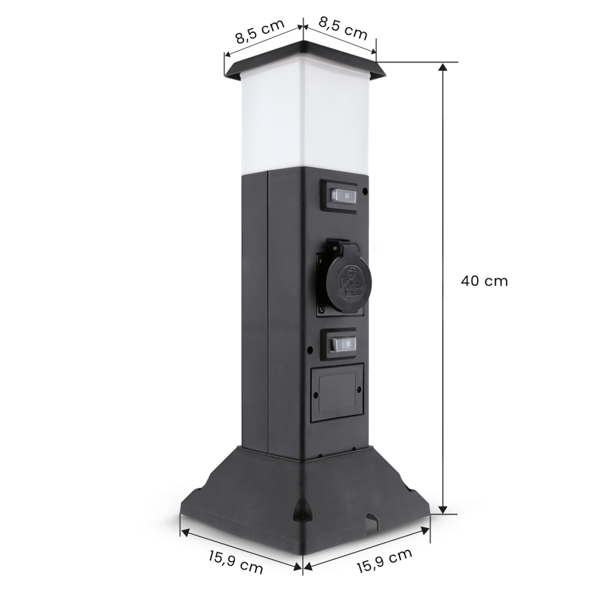 Brilagi - Buitenlamp met 2 SCHUKO-stopcontacten 1xE14/15W/230V IP44 zwart