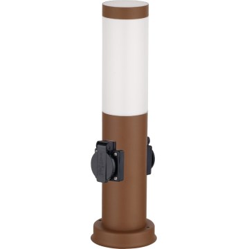 Brilagi - Buitenlamp met 2 SCHUKO-stopcontacten 1xE27/15W/230V 40 cm IP44 bruin