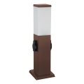 Brilagi - Buitenlamp met 2 SCHUKO-stopcontacten, 1xE27/15W/230V, 40 cm, IP44, bruin