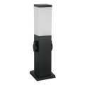 Brilagi - Buitenlamp met 2 SCHUKO-stopcontacten 1xE27/15W/230V 40 cm IP44 zwart