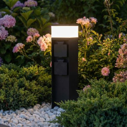 Brilagi - Buitenlamp met 2 SCHUKO-stopcontacten 1xG9/11W/230V IP44 zwart