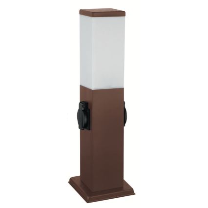Brilagi - Buitenlamp met 2 SCHUKO-stopcontacten NOVA 1xE27/15W/230V 40 cm IP44 bruin