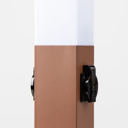 Brilagi - Buitenlamp met 2 SCHUKO-stopcontacten NOVA 1xE27/15W/230V 40 cm IP44 bruin