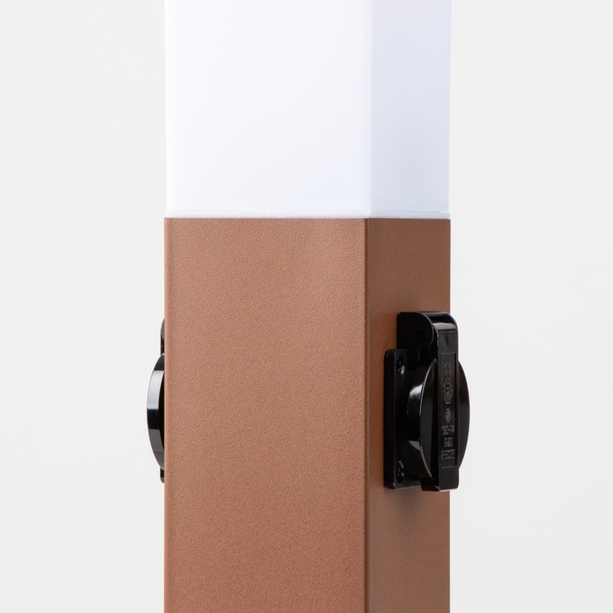 Brilagi - Buitenlamp met 2 SCHUKO-stopcontacten NOVA 1xE27/15W/230V 40 cm IP44 bruin
