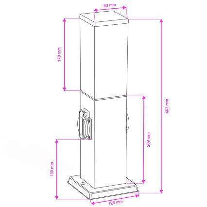 Brilagi - Buitenlamp met 2 SCHUKO-stopcontacten NOVA 1xE27/15W/230V 40 cm IP44 bruin