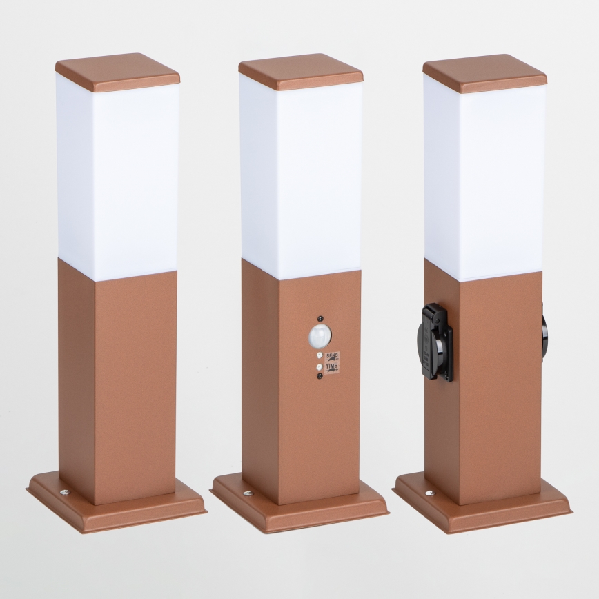 Brilagi - Buitenlamp met 2 SCHUKO-stopcontacten NOVA 1xE27/15W/230V 40 cm IP44 bruin