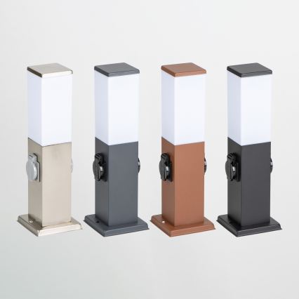 Brilagi - Buitenlamp met 2 SCHUKO-stopcontacten NOVA 1xE27/15W/230V 40 cm IP44 bruin