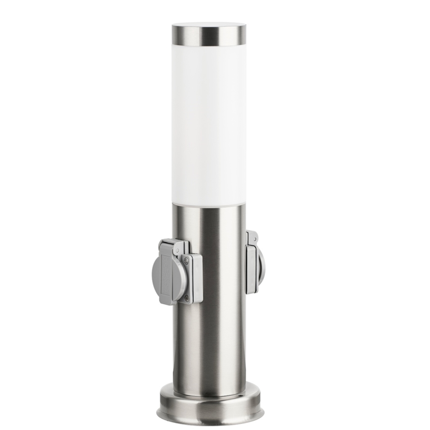 Brilagi - Buitenlamp met 2 SCHUKO-stopcontacten NOVA 1xE27/15W/230V 40 cm IP44 mat chroom