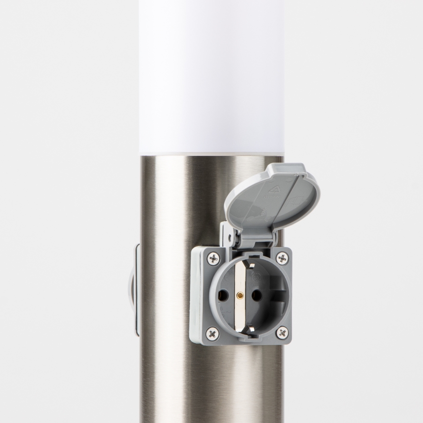 Brilagi - Buitenlamp met 2 SCHUKO-stopcontacten NOVA 1xE27/15W/230V 40 cm IP44 mat chroom