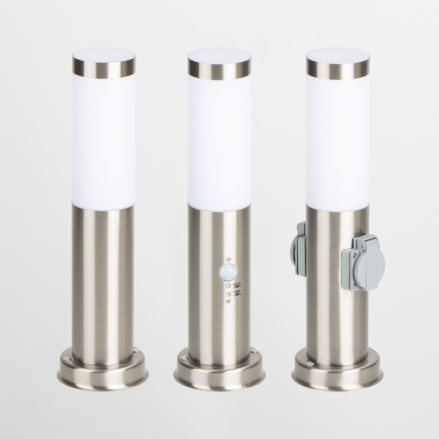 Brilagi - Buitenlamp met 2 SCHUKO-stopcontacten NOVA 1xE27/15W/230V 40 cm IP44 mat chroom