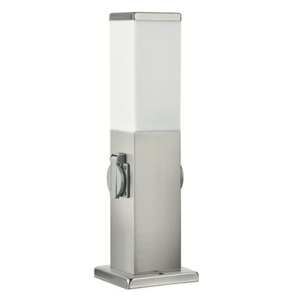 Brilagi - Buitenlamp met 2 SCHUKO-stopcontacten NOVA 1xE27/15W/230V 40 cm IP44 mat chroom