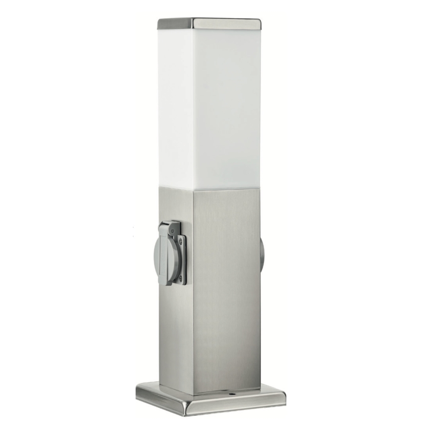 Brilagi - Buitenlamp met 2 SCHUKO-stopcontacten NOVA 1xE27/15W/230V 40 cm IP44 mat chroom