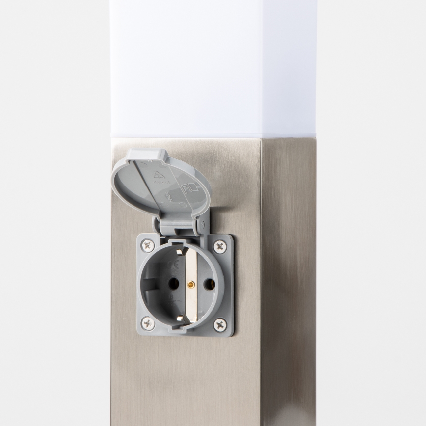 Brilagi - Buitenlamp met 2 SCHUKO-stopcontacten NOVA 1xE27/15W/230V 40 cm IP44 mat chroom