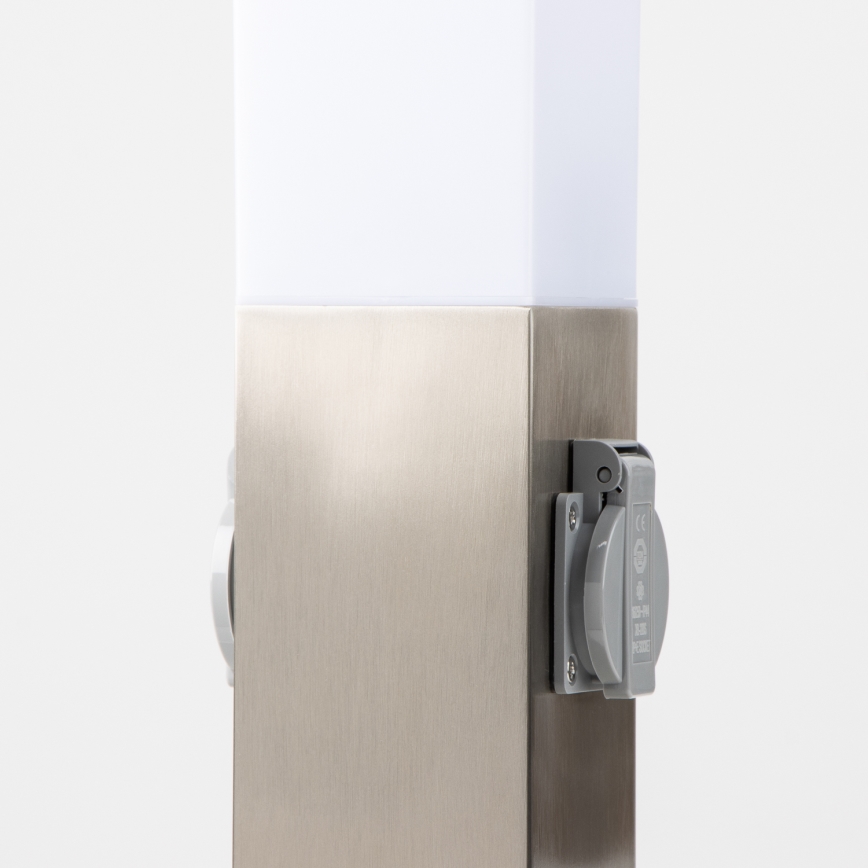 Brilagi - Buitenlamp met 2 SCHUKO-stopcontacten NOVA 1xE27/15W/230V 40 cm IP44 mat chroom