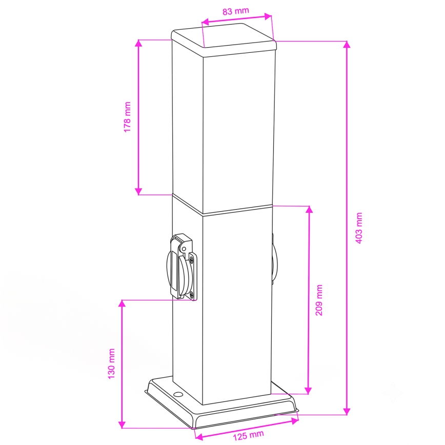 Brilagi - Buitenlamp met 2 SCHUKO-stopcontacten NOVA 1xE27/15W/230V 40 cm IP44 mat chroom