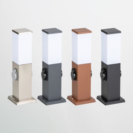 Brilagi - Buitenlamp NOVA met 2 SCHUKO-stopcontacten 1xE27/15W/230V 40 cm IP44 zwart