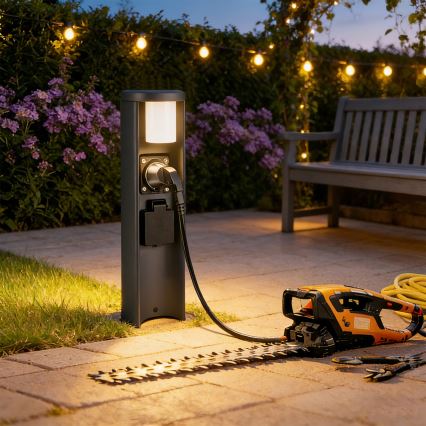 Brilagi - Buitenlamp PILLAR met 2 SCHUKO-stopcontacten, 1x G9/11W/230V, IP44, antraciet