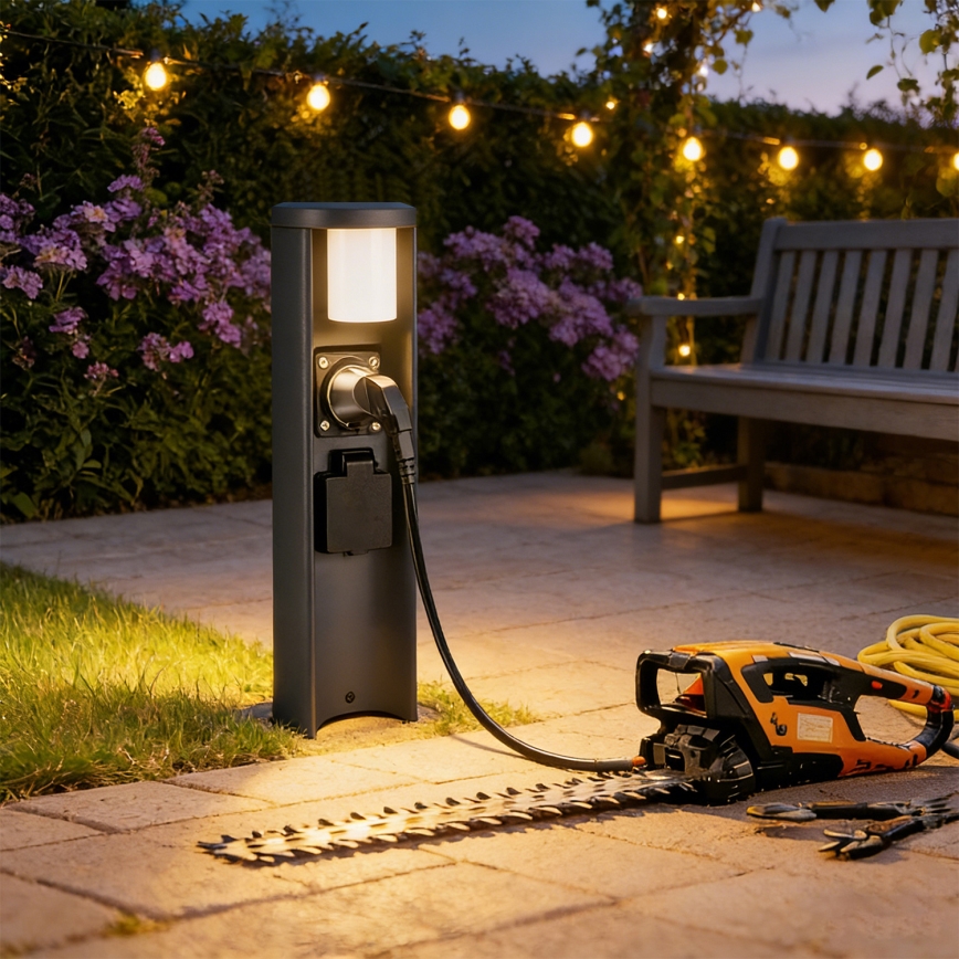 Brilagi - Buitenlamp PILLAR met 2 SCHUKO-stopcontacten, 1x G9/11W/230V, IP44, antraciet