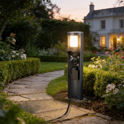 Brilagi - Buitenlamp PILLAR met 2 SCHUKO-stopcontacten, 1x G9/11W/230V, IP44, antraciet