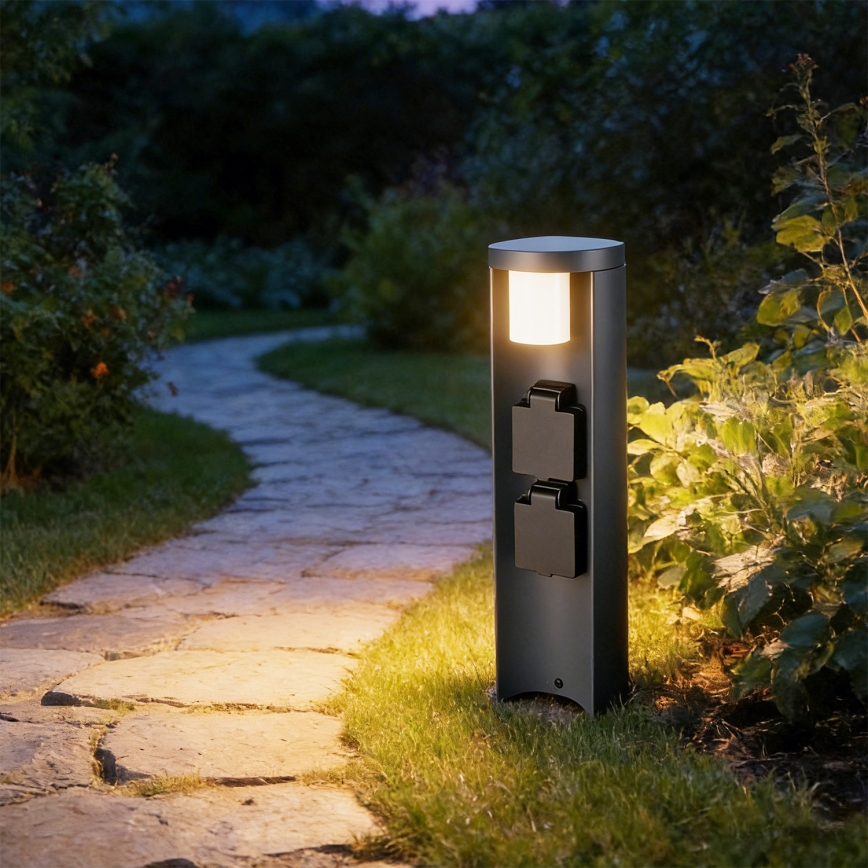 Brilagi - Buitenlamp PILLAR met 2 SCHUKO-stopcontacten, 1x G9/11W/230V, IP44, antraciet