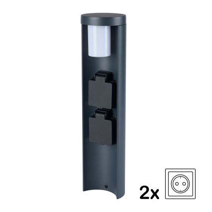 Brilagi - Buitenlamp PILLAR met 2 SCHUKO-stopcontacten, 1x G9/11W/230V, IP44, antraciet