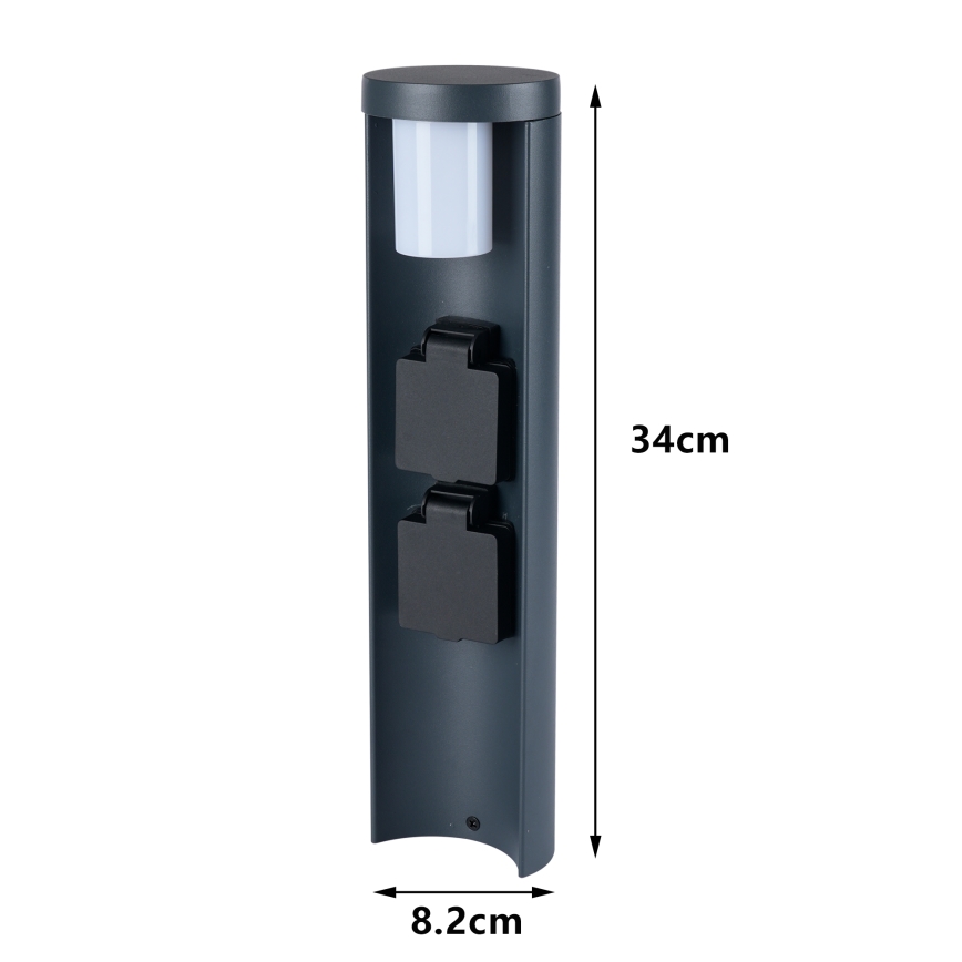 Brilagi - Buitenlamp PILLAR met 2 SCHUKO-stopcontacten, 1x G9/11W/230V, IP44, antraciet